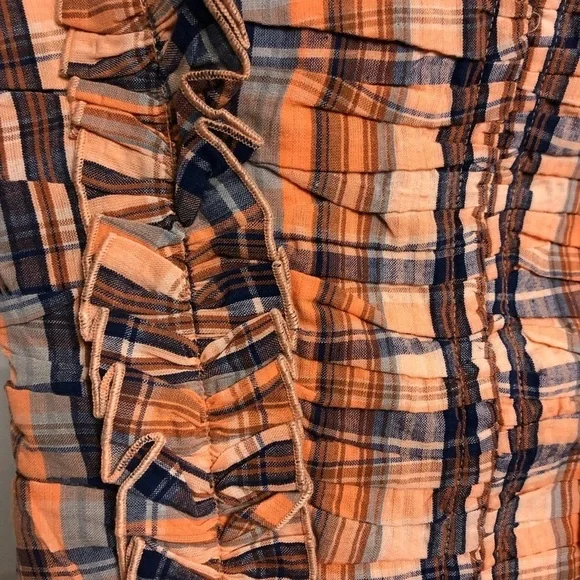 💛 2X 💛 NWT Anthro Tank Top Plaid Ruffled Ruched Cropped Plus Size - Picture 6 of 6
